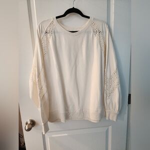 Cream Lace Detail Terry Lined Pullover By Maurice's Size XXL.